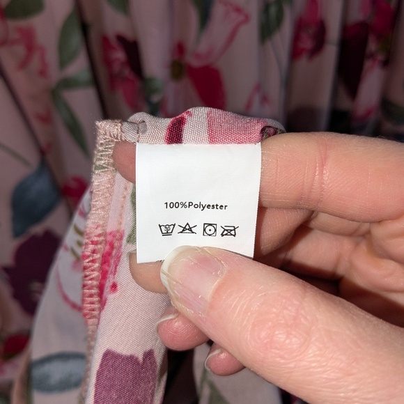 Unbranded Pink Floral Long Sleeve Square Neck Dress Size 2XL - Picture 3 of 3